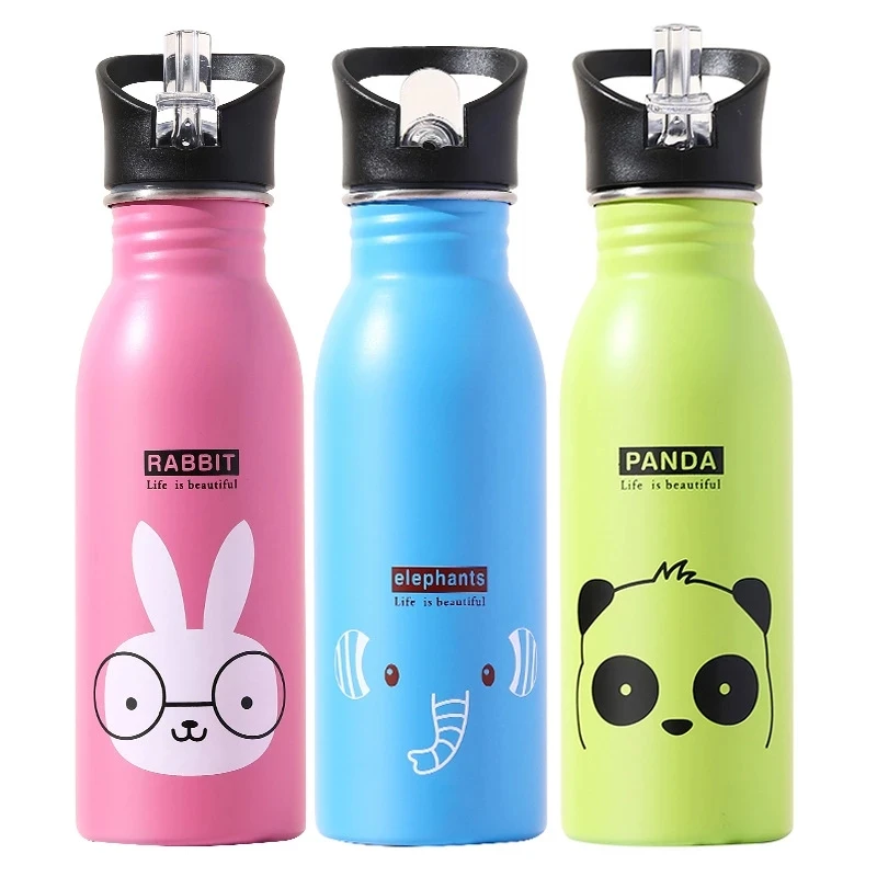 Sports Equipment 5 Years Old - 500ML 스테인리스 스틸 물병 빨대 포함