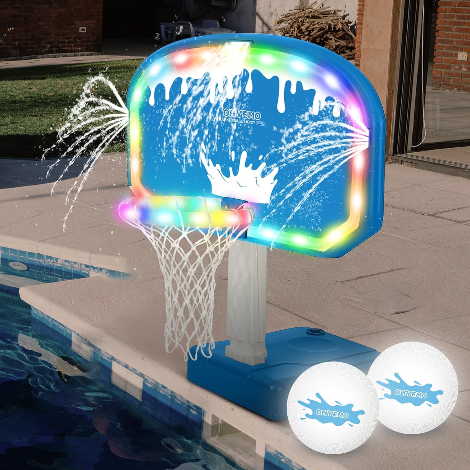 대형 LED 수영장 농구 게임 세트(3방향 스프링클러, - Basketball Hoop 리뷰 및 가격